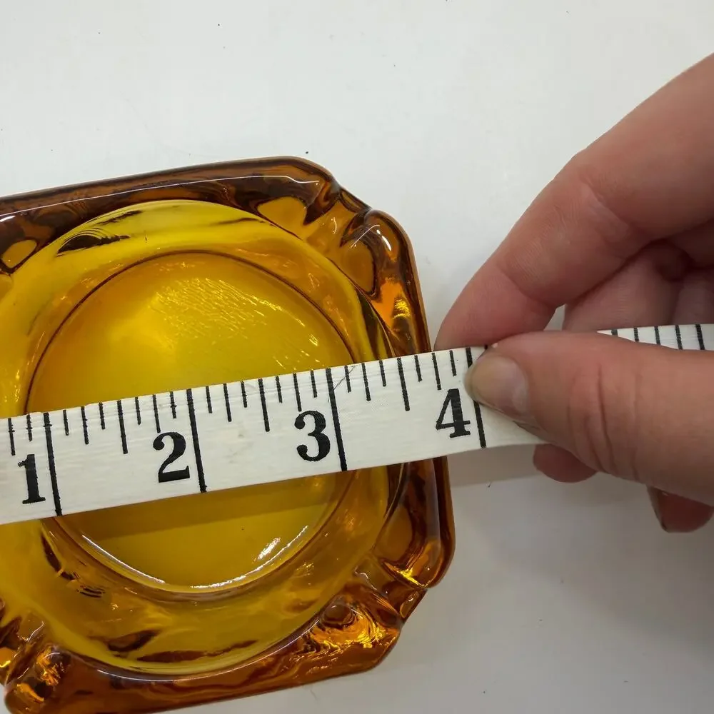 Vintage Amber Glass Ashtray MCM Mid Century